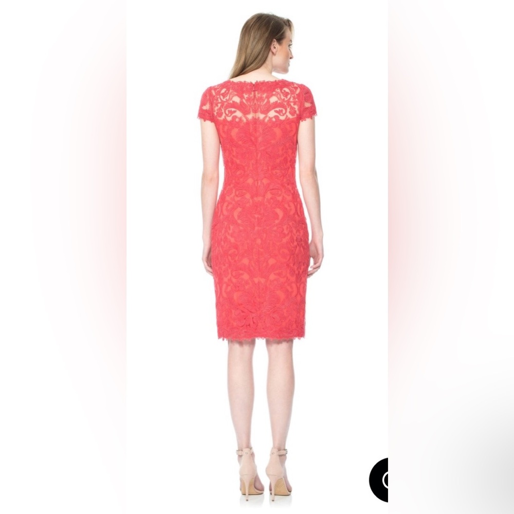 TADASHI SHOJI  CORDED EMBROIDERY ON TULLE CAP SLEEVE DRESS - Picture 2 of 14